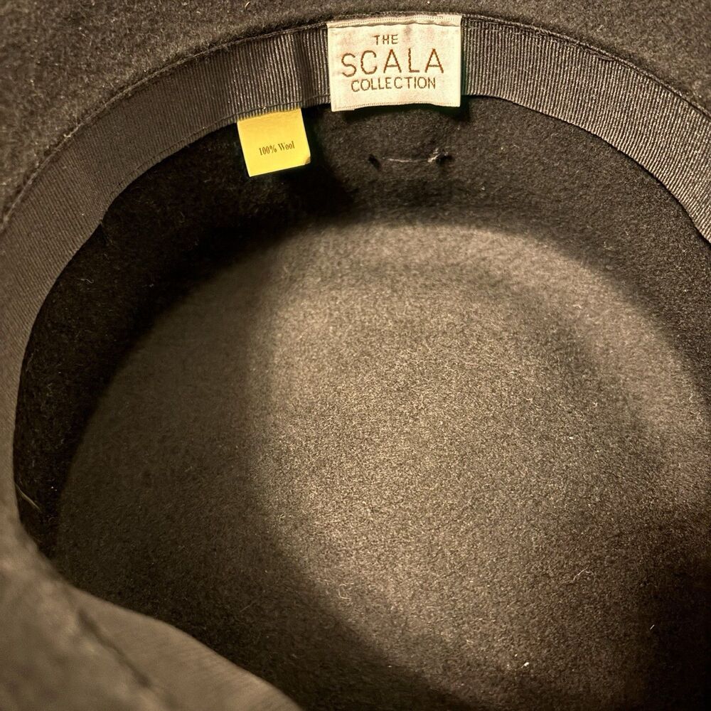 VTG Scala 100% Wool Womens Cloche Hat Rose Bandana Black Old‎ Money 80s - Picture 2 of 4